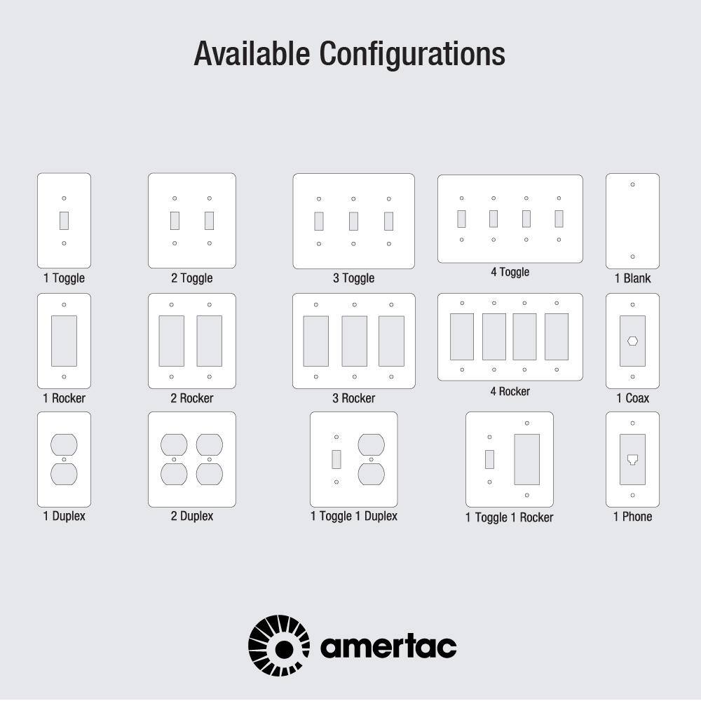 AMERELLE Deerfield 2 Gang 1-Toggle and 1-Duplex Composite Wall Plate - White 2040TDW