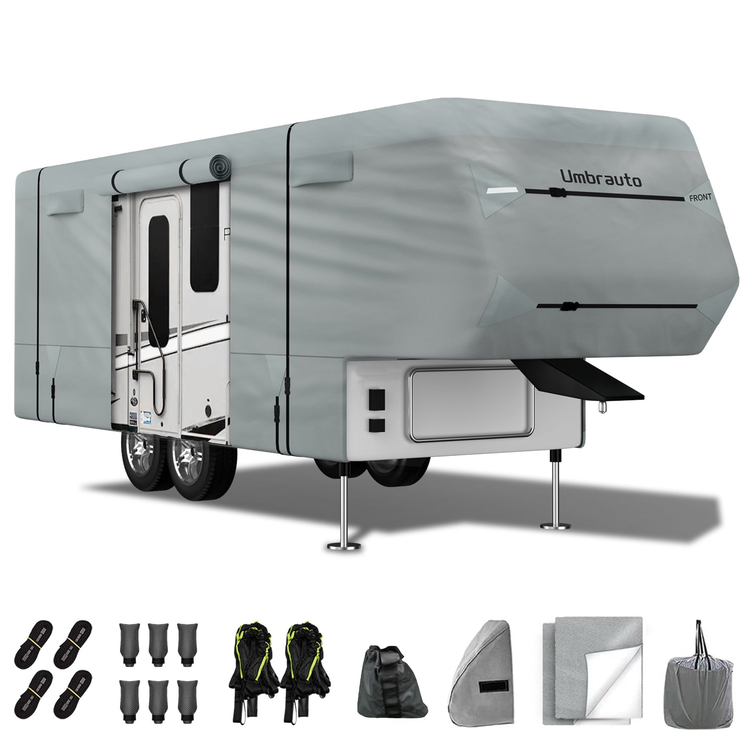 Umbrauto 2022 Upgraded 6 Layers Top 5th Wheel RV Cover Polypro Anti-UV Waterproof Breathable Camper Covers Fits 37' - 40' Travel Trailer Motorhome