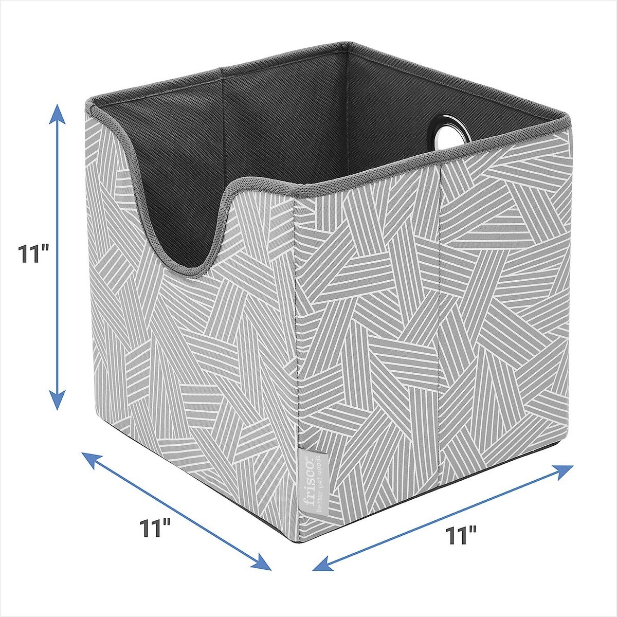 Frisco Square Collapsible Pet Toy Storage Bin， Gray Basket Weave