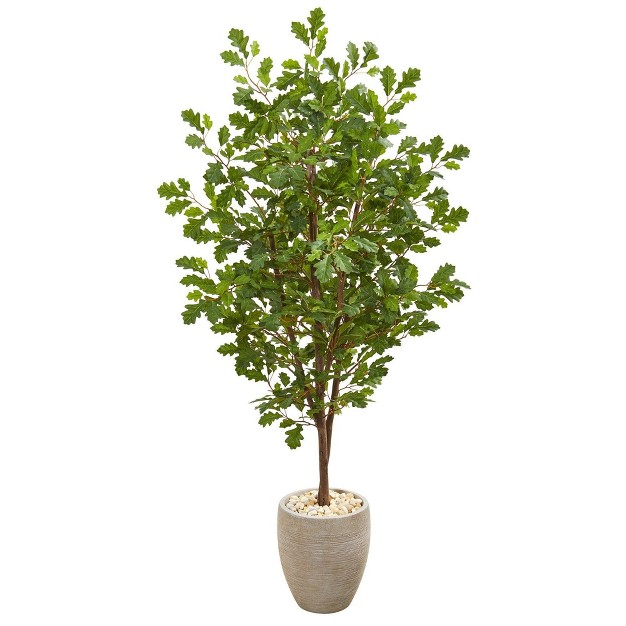 Nearly Natural 69-in Oak Artificial Tree In Sand Colored Planter