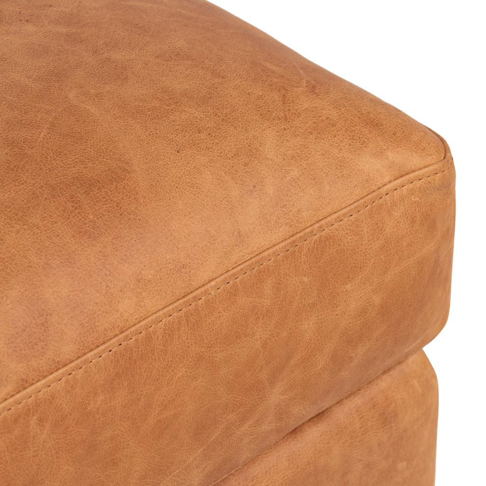 Poly and Bark Mateo Leather Ottoman   Midcentury   Footstools And Ottomans   by Edgemod Furniture  Houzz