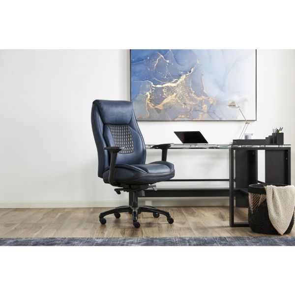 Shaquille O'Neal Nereus Ergonomic Bonded Leather High-Back Executive Chair， Navy