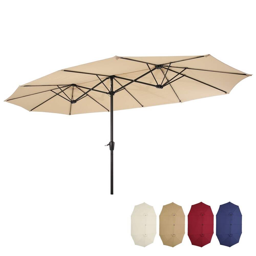 15x9ft Large Double Sided Rectangular Outdoor Twin Patio Market Umbrella