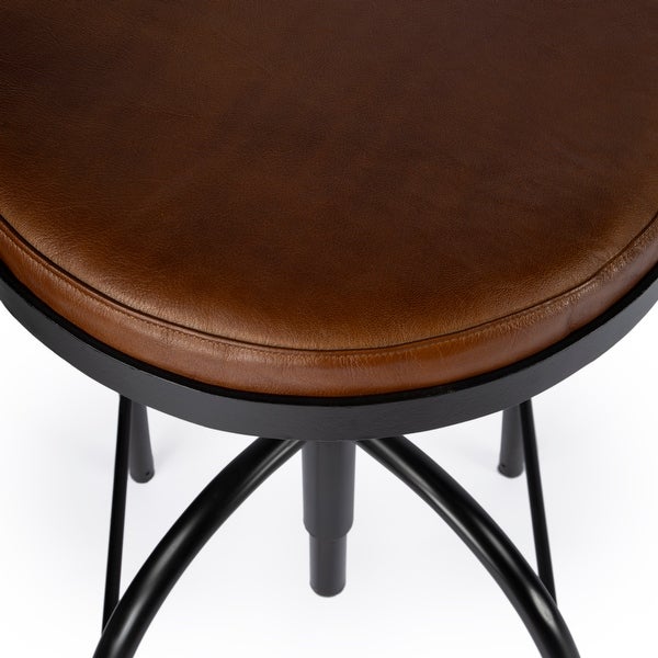 Clyde Black Leather Adjustable Bar Stool