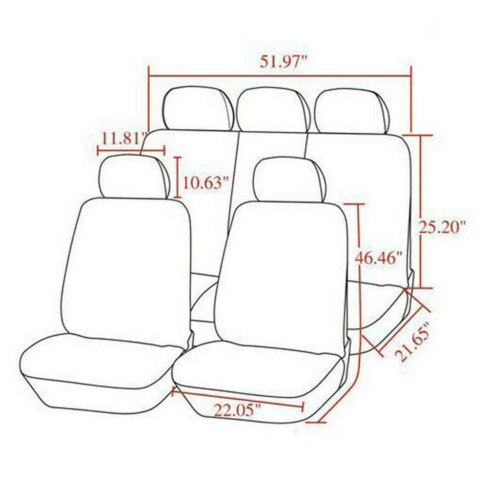 ALLTIMES Universal Car Seat Covers， Gray+Black Polyester Cloth Front and Rear Split Bench Seat Covers