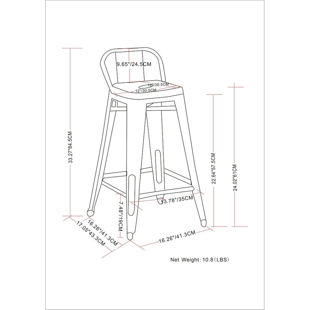 WYNDENHALL Josephine Industrial Metal Stool (Set of 4)