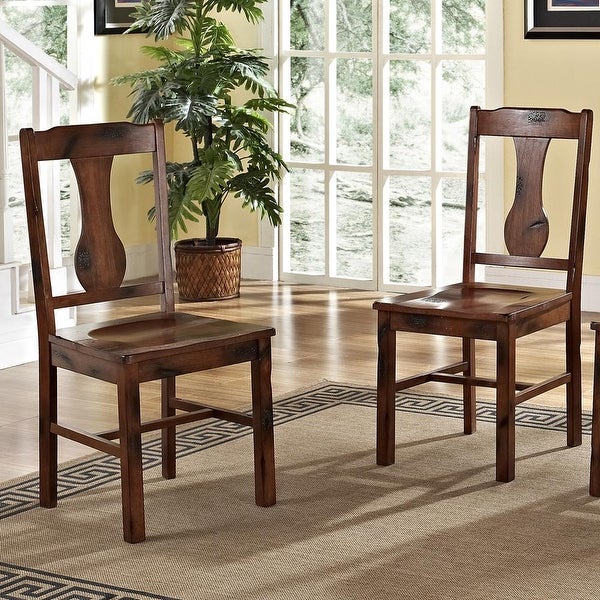 Rocky Hill 2-Piece Solid Wood Dining Chairs - Dark Oak