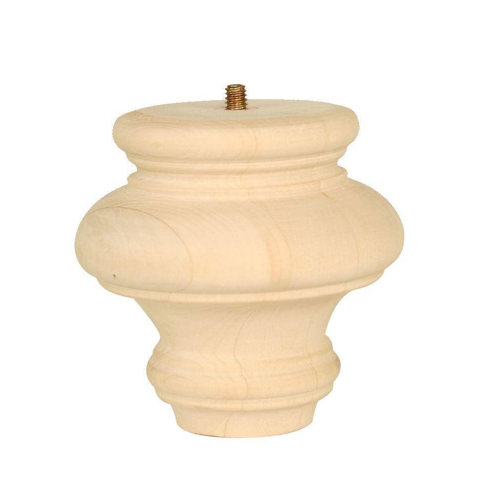 Waddell Bun Foot 4 in. x 4 in. x 4 in. Natural Unfinished Basswood 2781