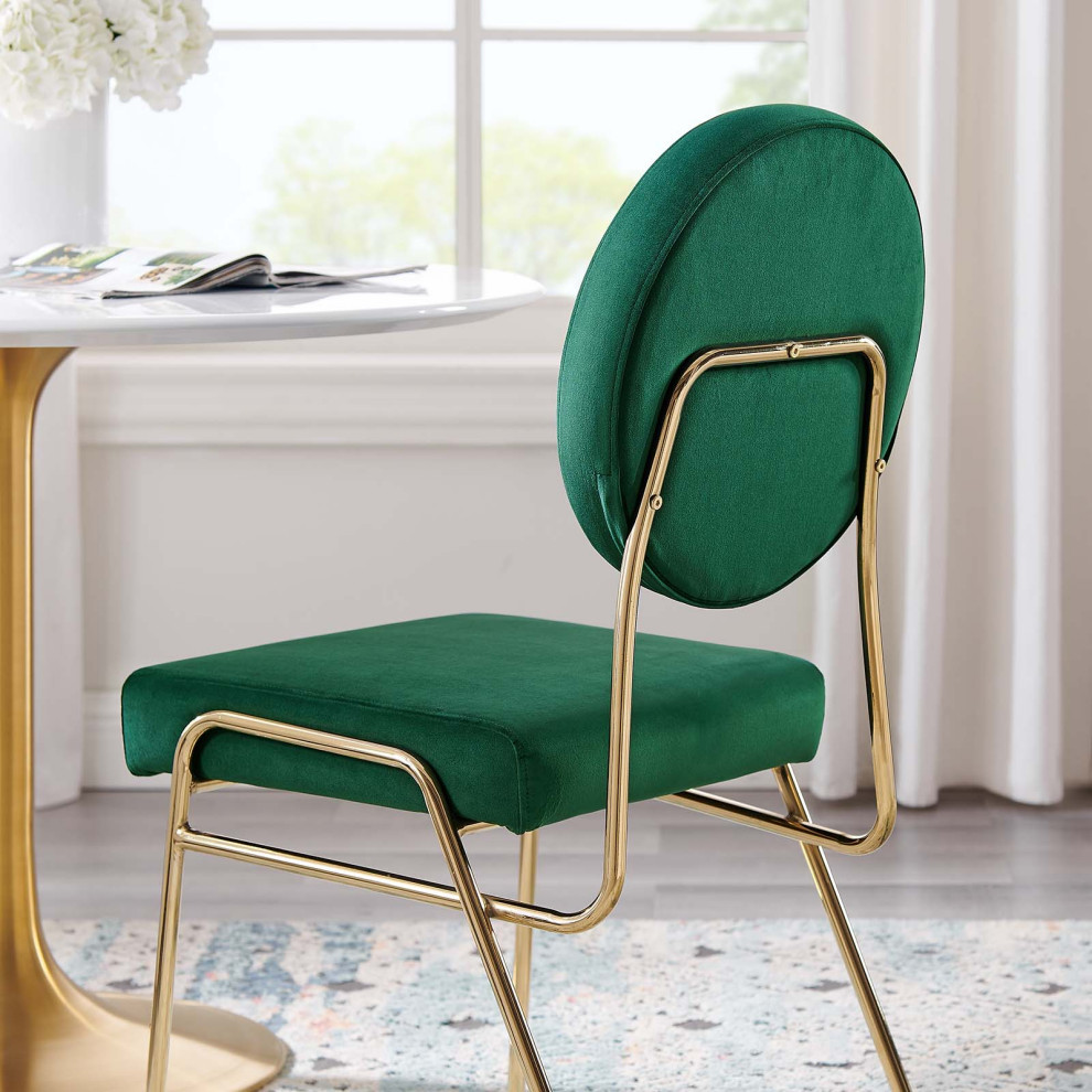 Craft Performance Velvet Dining Side Chair  Gold Green   Midcentury   Dining Chairs   by First of a Kind USA Inc  Houzz