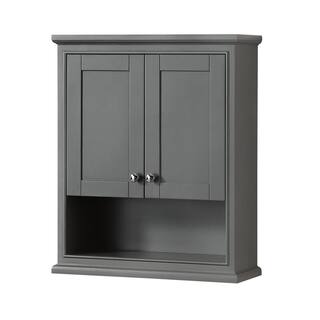 Wyndham Collection Deborah 25 in. W x 30 in. H x 9 in. D Bathroom Storage Wall Cabinet in Dark Gray WCS2020WCDK