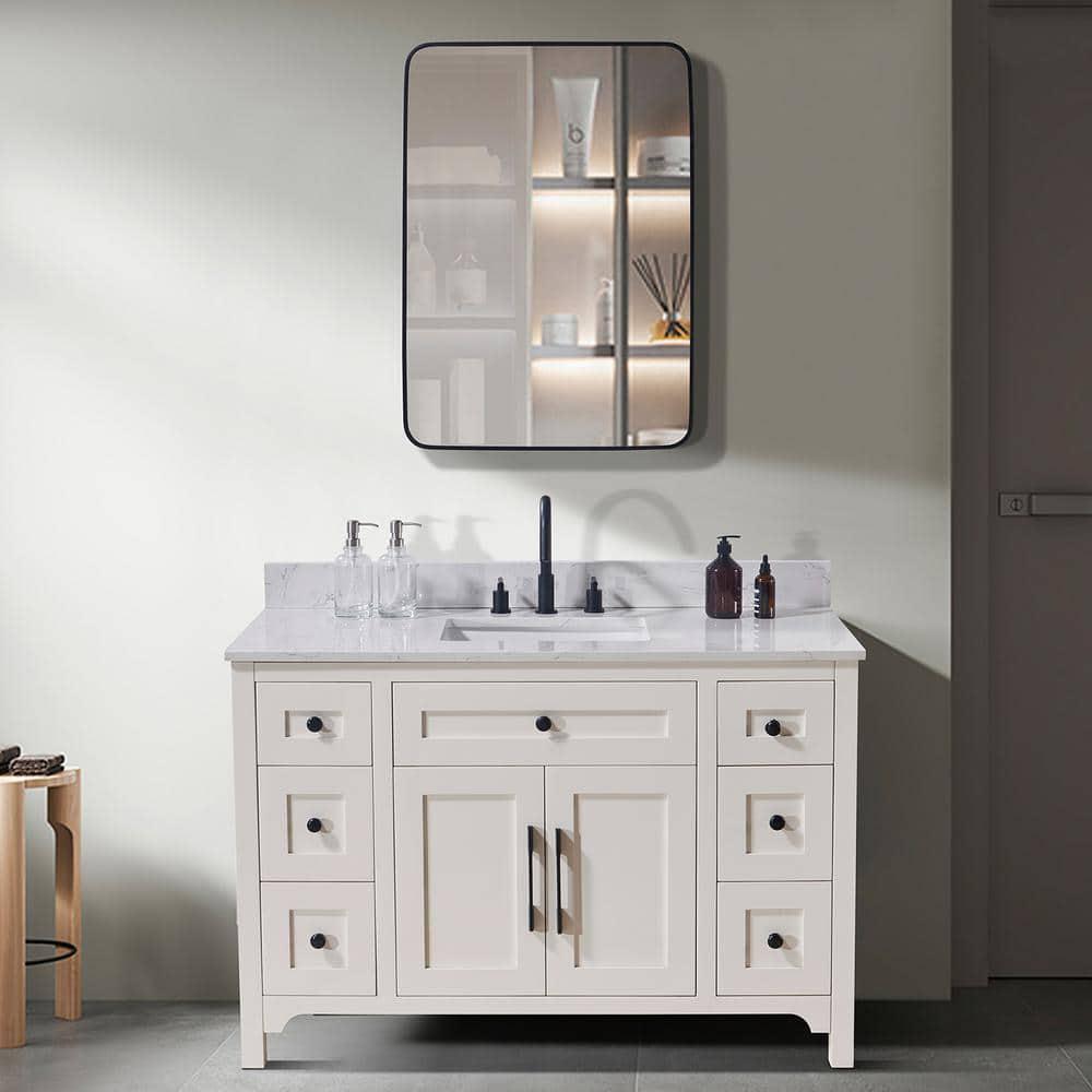 Altair Trento 49 in W x 22 in D Engineered Stone Composite Vanity Top in Aosta White with White Rectangular Single Sink