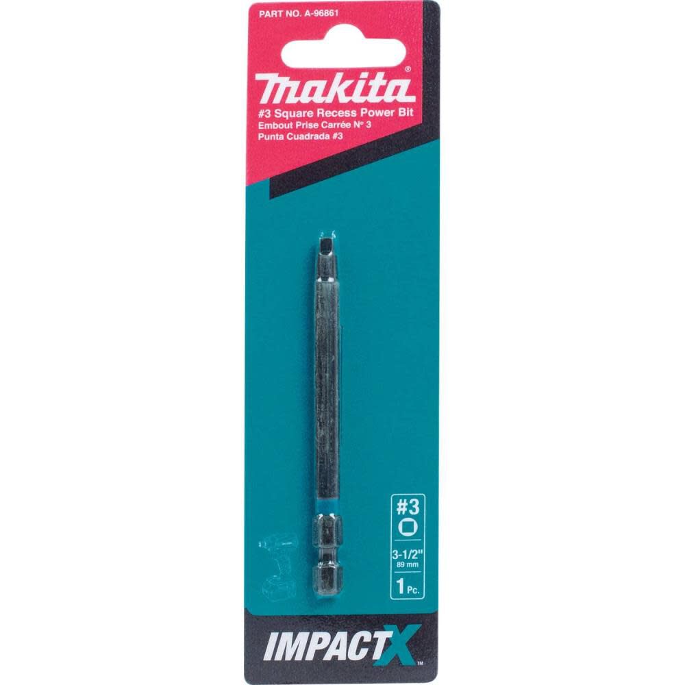 Makita Impact X #3 Square Recess 3-1/2 Power Bit A-96861 from Makita