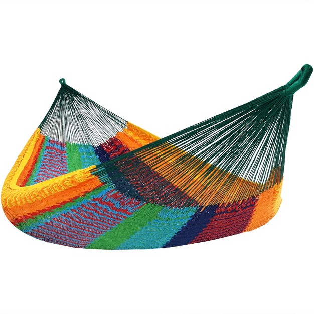 Sunnydaze Heavy duty Handwoven Xxl Mayan Family Hammock With Thick Cord 880 Lb Weight Capacity