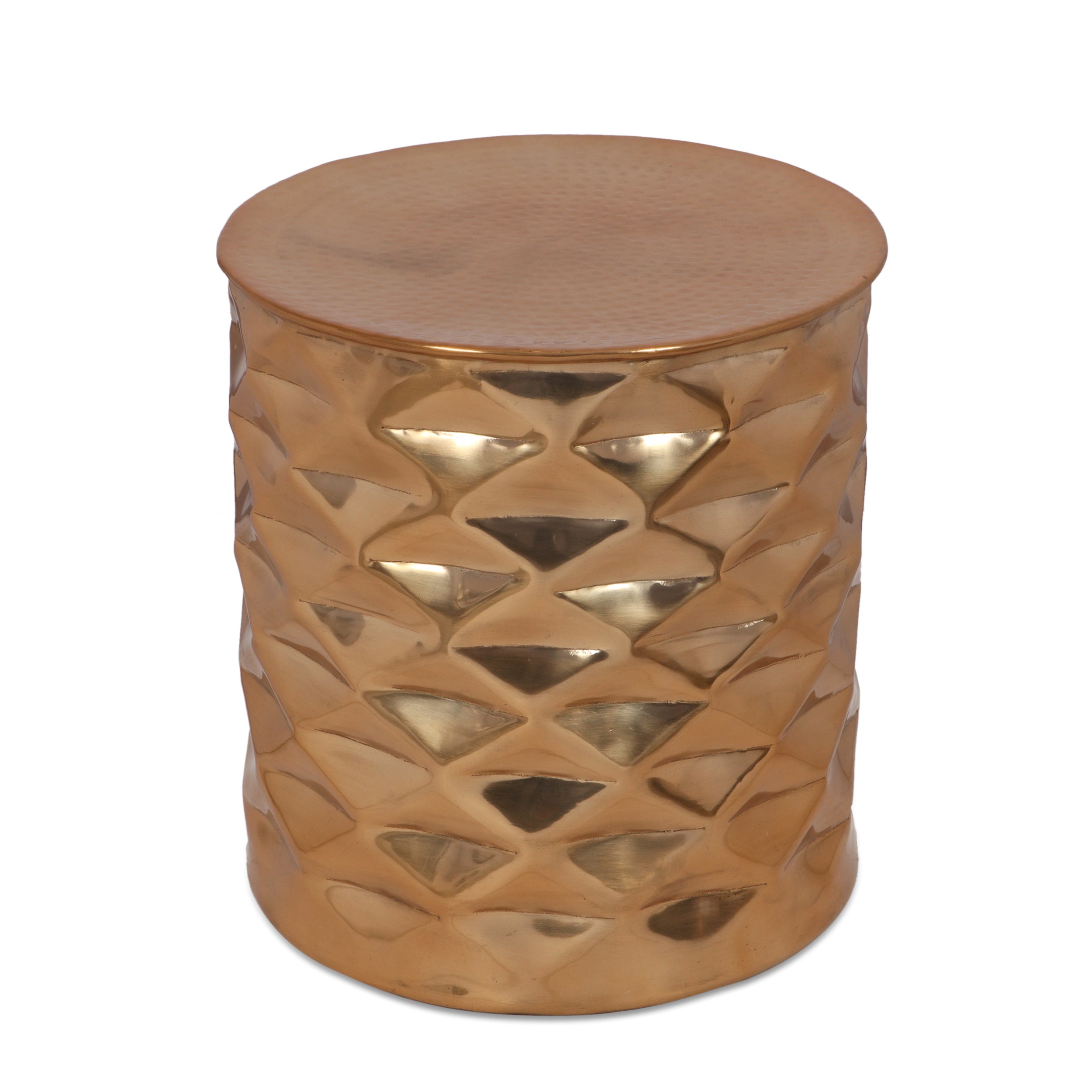 Ella Modern Glam Handcrafted Diamond Pattern Aluminum Side Table