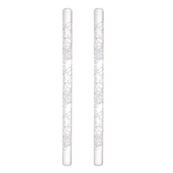 2pcs Acrylic Embossed Rolling Pin 16cm x 1cm Aquatic Plants Pattern - Transparent