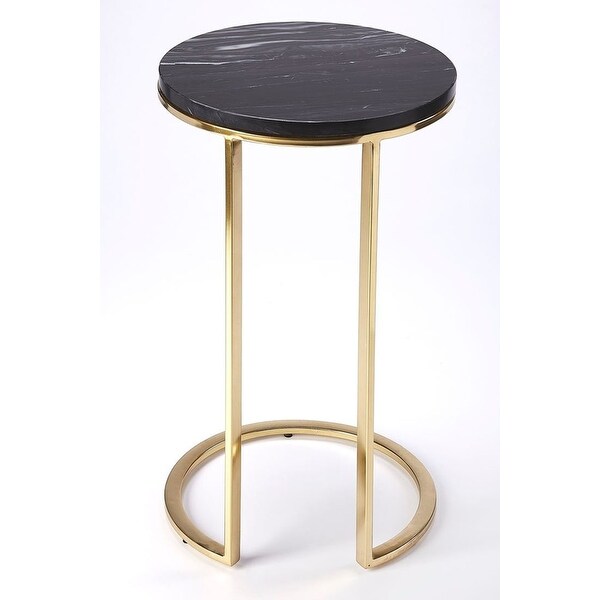 Modern Marble and Metal Round Side Table - Multicolor