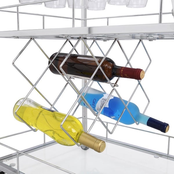 3-tier Metal Frame Mobile Bar Cart with Wheels