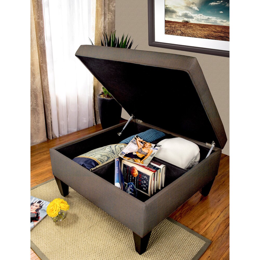 MJL Furniture Manhattan Espresso Upholstered Organizational Cocktail Ottoman Table