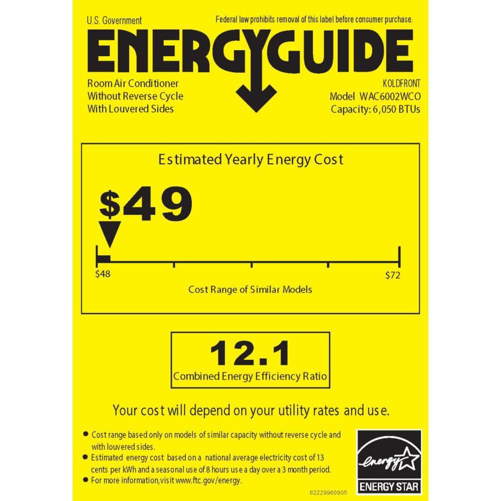 Koldfront 6050 BTU 120Volt Window Air Conditioner with Remote Control in White