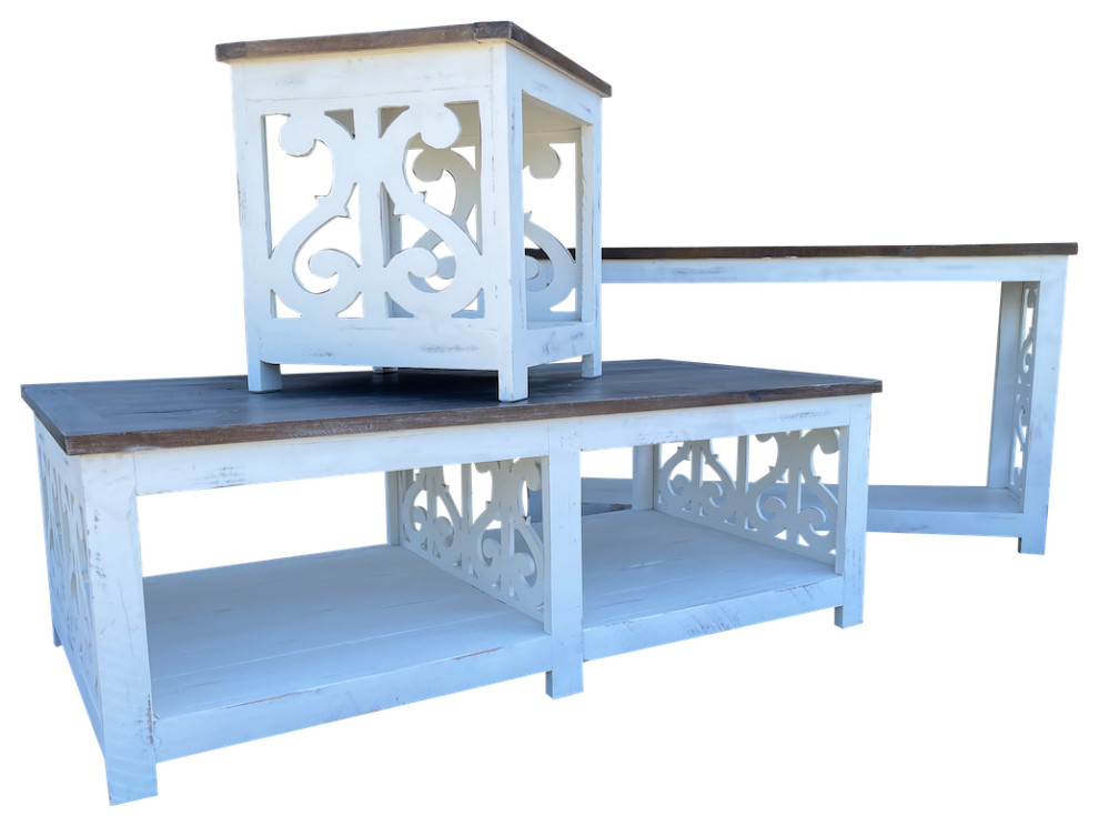 Coffee Table With Side Detail  White   French Country   Coffee Tables   by Jackson  ampCo.  Houzz