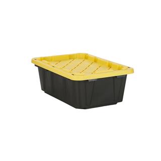 HDX 14 Gal. Tough Storage Tote in Black with Yellow Lid SW111