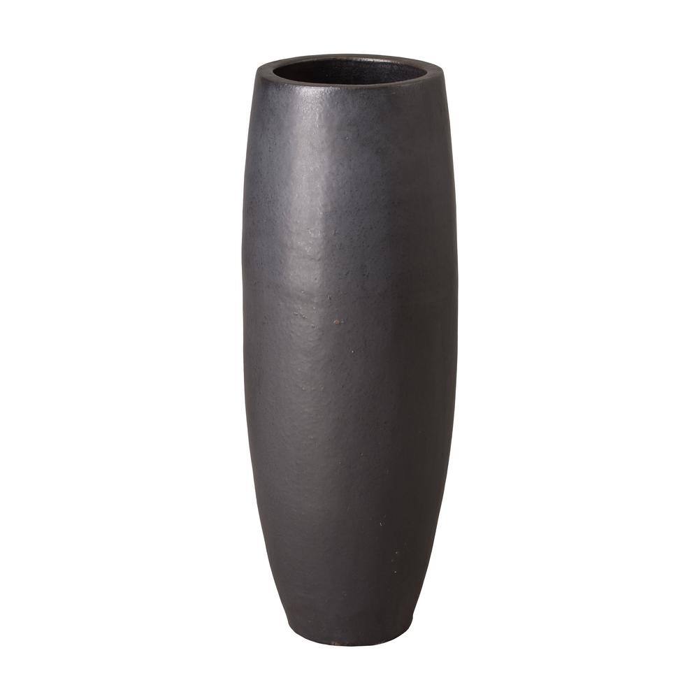 Emissary Tall 13 in. L x 37 in. H Matte Black Ceramic Round Jar 12059MB-1