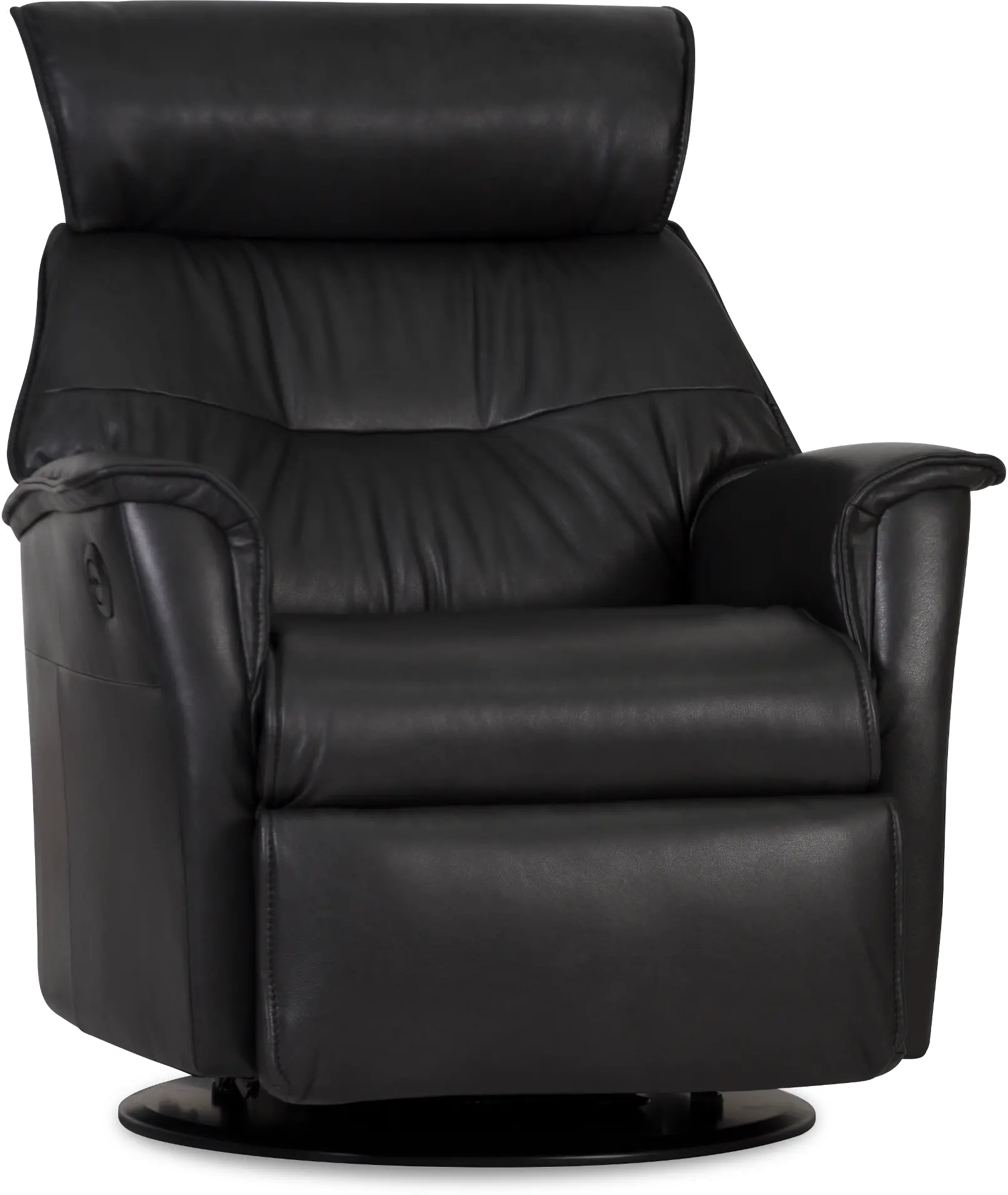 Captain Charcoal Gray Large Leather Swivel Glider Power Recliner