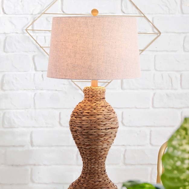 Elicia Seagrass Weave Table Lamp includes Led Light Bulb Brown Jonathan Y