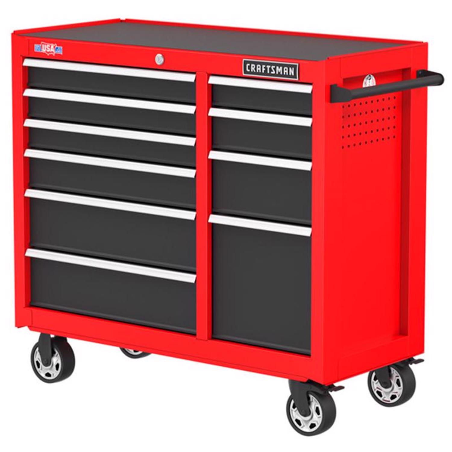 Craftsman S2000 41 in. 10 drawer Steel Rolling Tool Cabinet 37.5 in. H X 18 in. D