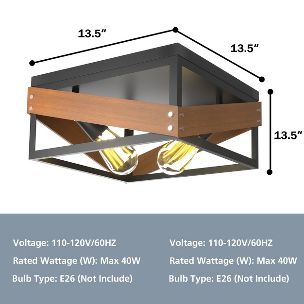 Tangkula Ceiling Lamp Adjustable Flush Mount Ceiling Light With Iron Square Lamp Shade