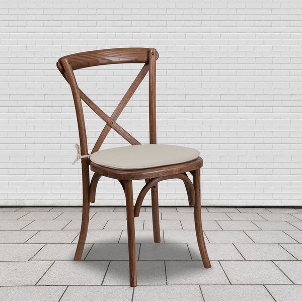 2 Pk. Stackable Wood Cross Back Chair with Cushion