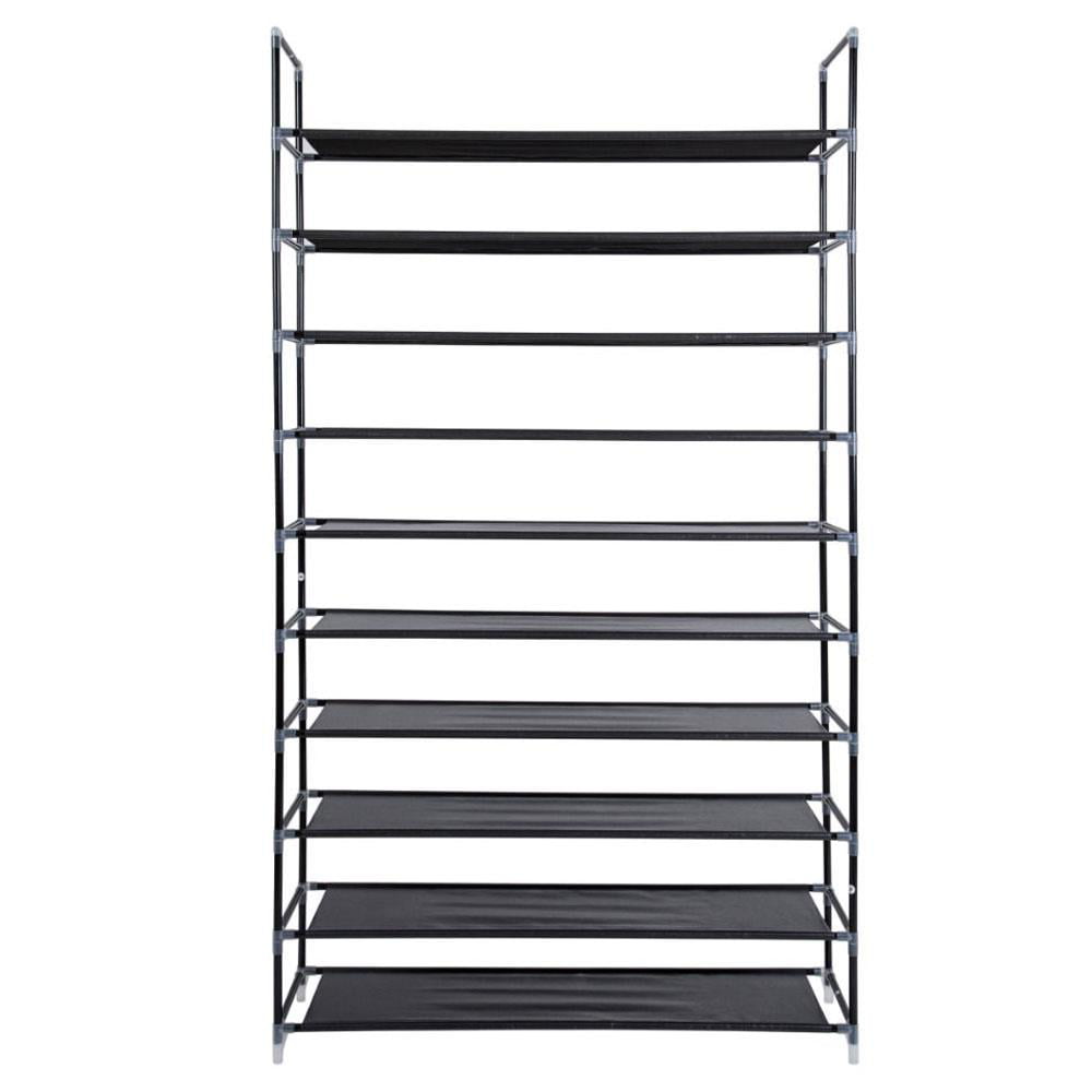 Ktaxon Portable 10 Tiers Shoe Rack Shoe Shelf 50 Pairs Shoe Tower Stand Shoe Cabinet Shoe Storage Organizer， Black Finish