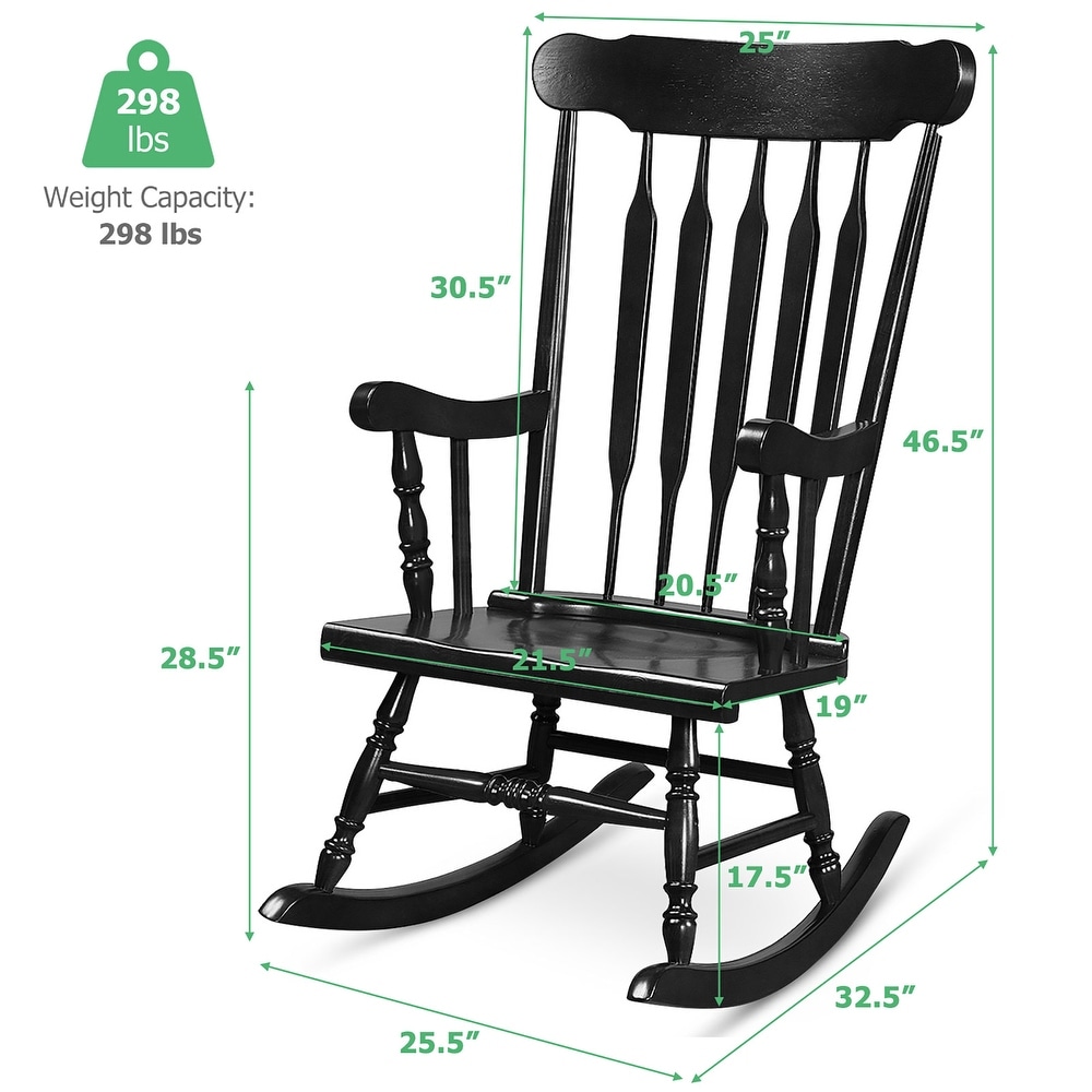 Gymax Wooden Rocking Chair Single Rocker Indoor Garden Patio Yard