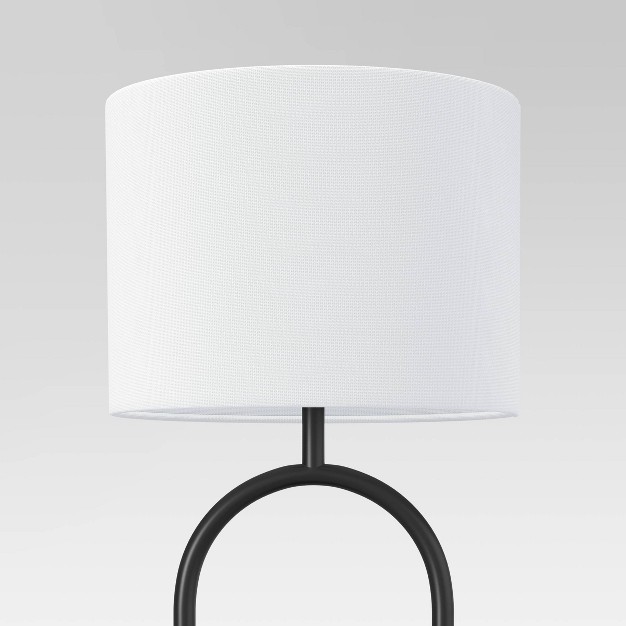 Ring Base Shelf Floor Lamp Black includes Led Light Bulb