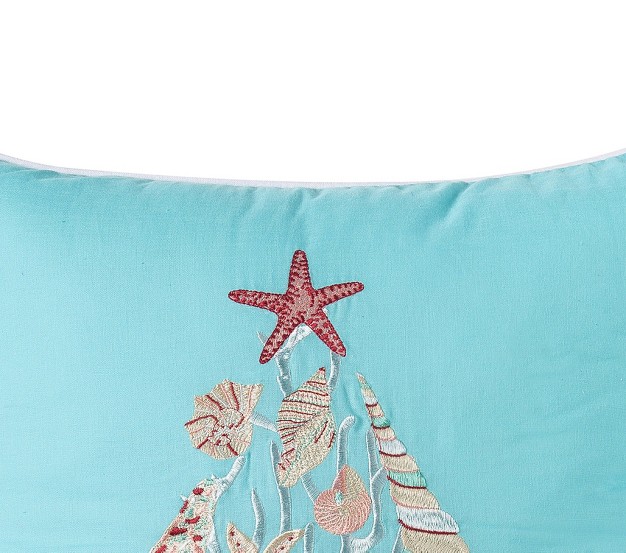 C amp f Home Merry Christmas Seashells Aqua Pillow