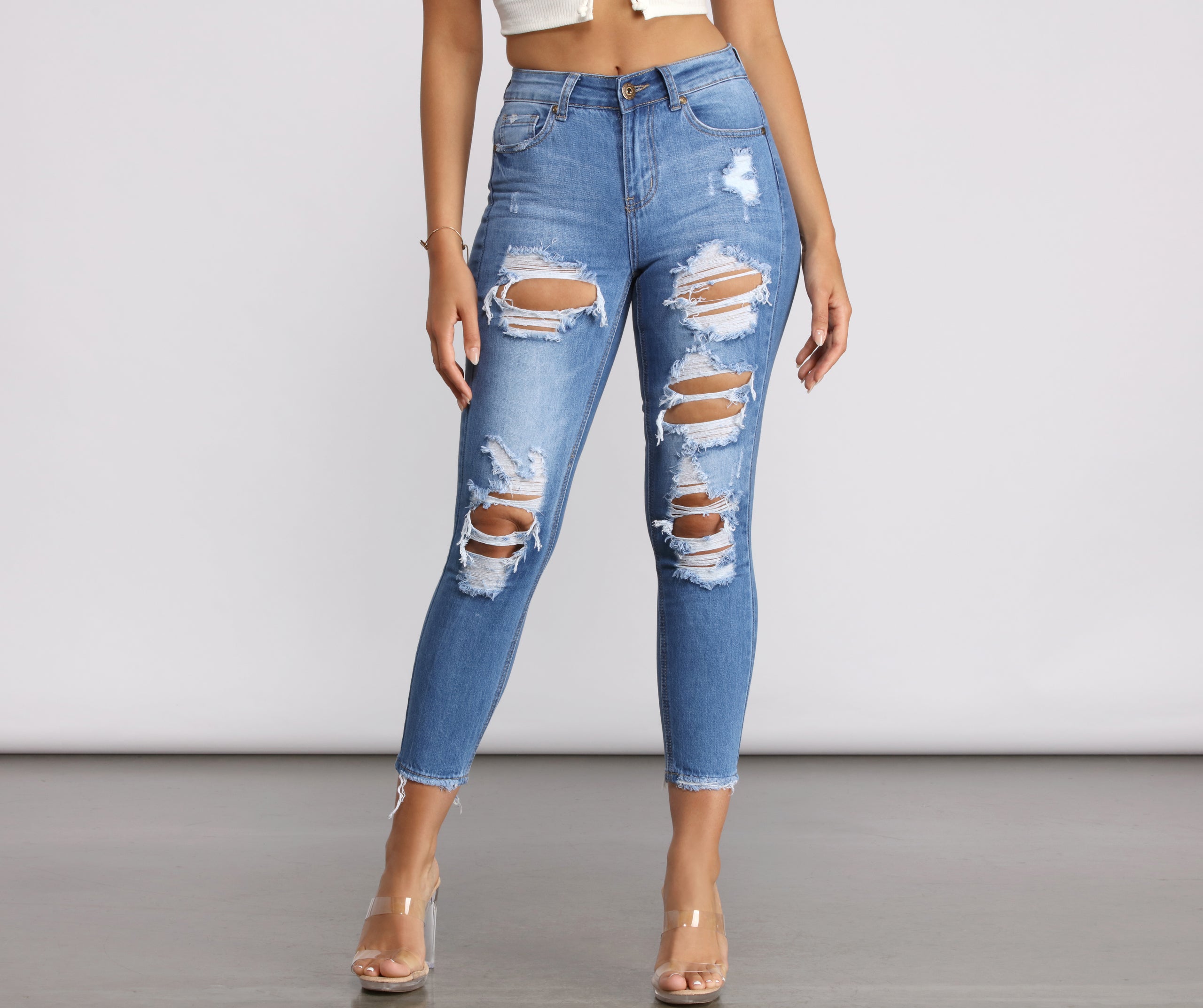 Major Destruction High Rise Skinny Jeans