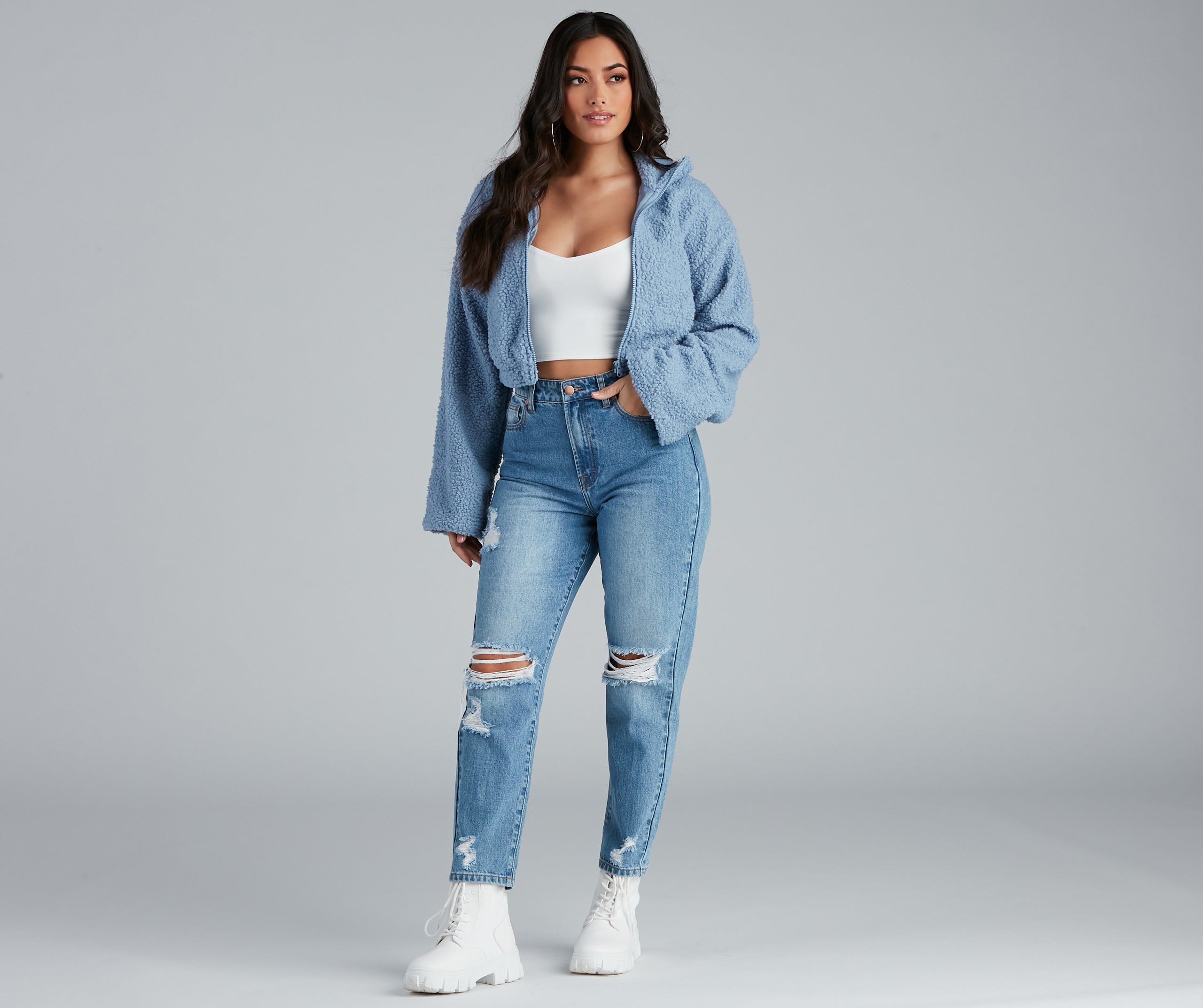 Keep It Chic Sherpa Cropped Jacket