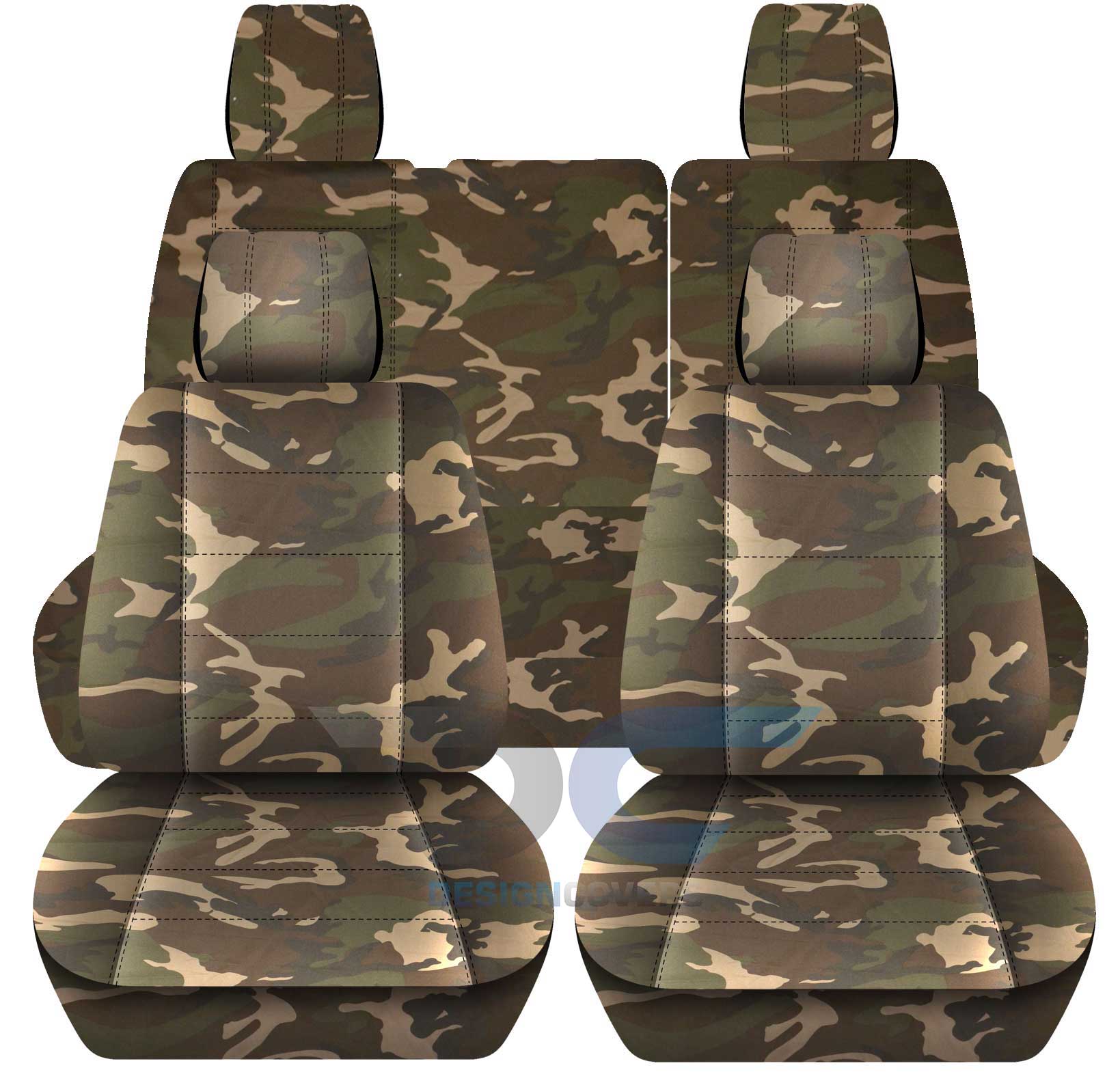 T294-Designcovers Compatible with 2013-2018 Jeep Wrangler JK 4-Door Camo Seat Covers: Brown and Green Camouflage - Full Set: Front and Rear Split Bench