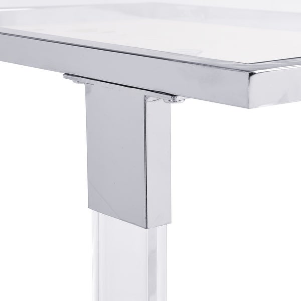 Glass Top C Shape Square Side Table