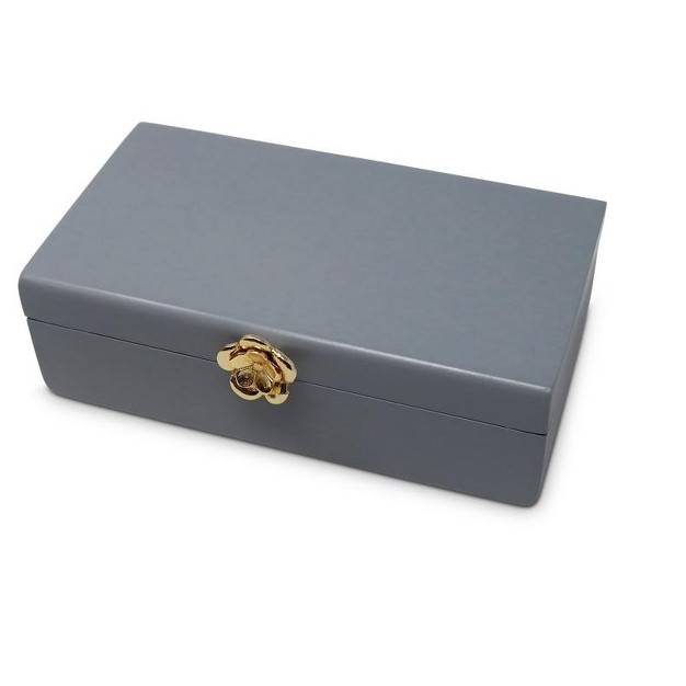 Classic Touch Grey Wood Decorative Box With Gold Flower Opener