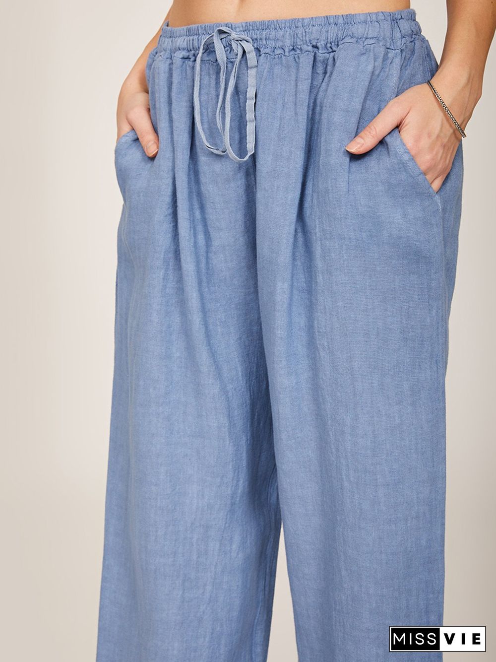 Wommer Solid Wide Leg Pants