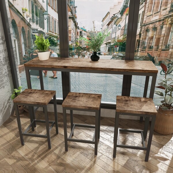 4 piece Dining Table Set with 3 Stools