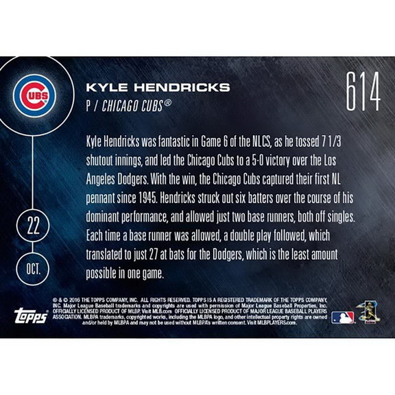 Topps TPS 16TN 0614 C MLB Chicago Cubs Kyle Hendri...