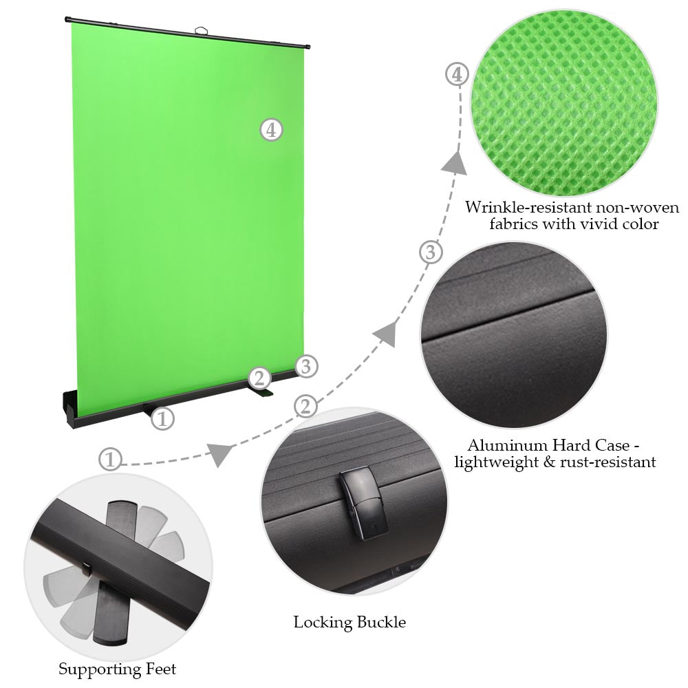 InstaHibit Green Screen Chromakey Backdrop Floorstanding 6.6 ft