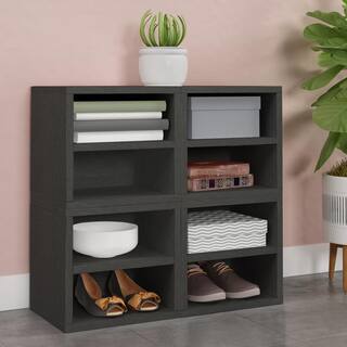 Way Basics 12.6 in. H x 13.4 in. W x 11.2 in. D Charcoal Black zBoard Paperboard Stackable Single Cube Organizer with Shelf WB-C-SCUBE-CB