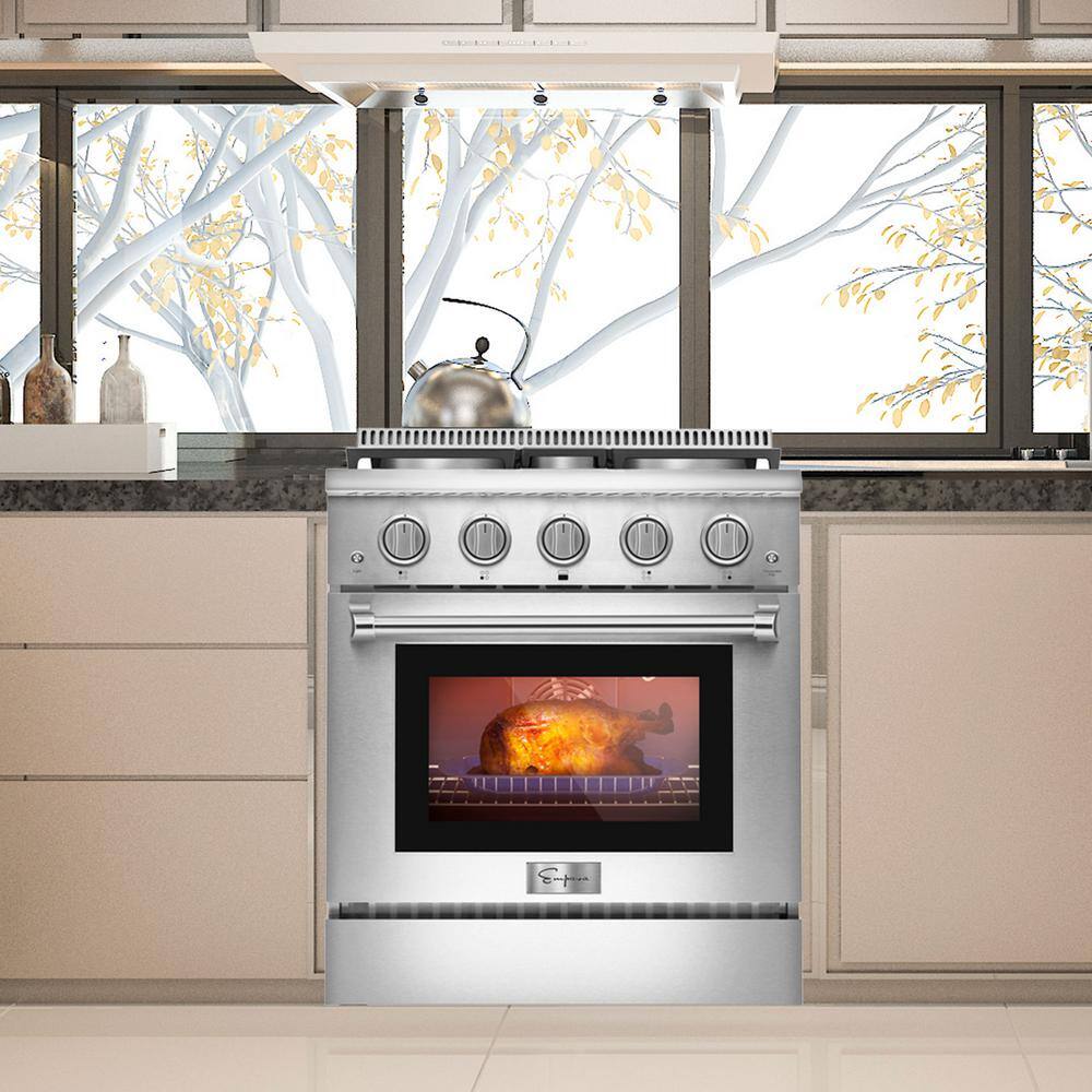 Empava 30 in. 4.2 cu. ft. Slide-In Single Oven Gas Range with 4 Sealed Burners in Stainless Steel EPV-30GR03