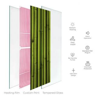 Heat Storm Glass Heater 500-Watt Radiant Wall Hanging Decorative Glass Heat Panel - Bamboo HS-1648-V7