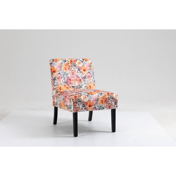 Floral Fabric Design Upholstered Accent Chair Side Chair SET OF 2