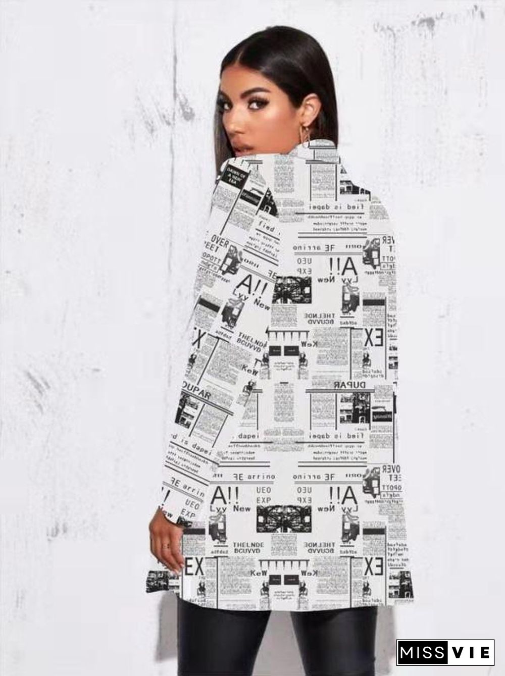 Fashion Letter Printed Slim Suit Coat