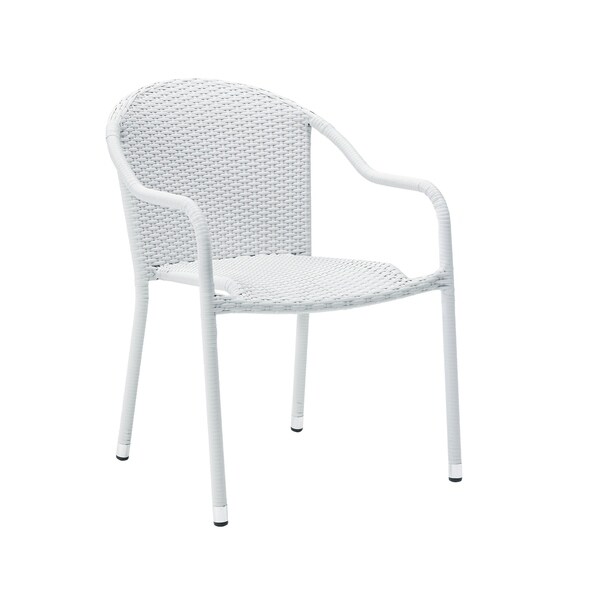 Crosley Palm Harbor White Wicker Outdoor Stackable Chairs (Set of 2)